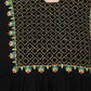 Women Top Black Regular Fit and Flare 3/4 Sleeve Embroidery Work