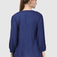 Women Top Blue Regular Fit Puff 3/4 Sleeve Embroidery Work