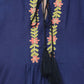 Women Top Blue Regular Fit Puff 3/4 Sleeve Embroidery Work