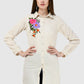 Women Top White Tunic Regular Fit Full Sleeve Embroidery Work