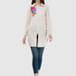 Women Top White Tunic Regular Fit Full Sleeve Embroidery Work