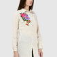 Women Top White Tunic Regular Fit Full Sleeve Embroidery Work