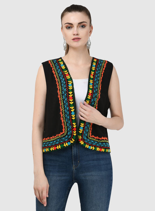 Women Vest Sleeveless Ethnic Embroidery Work