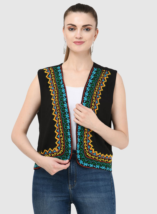 Women Vest Sleeveless Embroidery Work