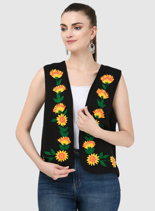 Women Vest Sleeveless Embroidery Work