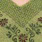 Women Top Green Casual Regular Fit 3/4 Sleeve Embroidery Work