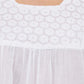 Women Top White Casual Regular Fit 3/4 Sleeve Embroidery Work