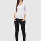 Women Top White Casual Regular Fit 3/4 Sleeve Embroidery Work