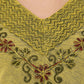 Women Top Yellow Green Casual Regular Fit 3/4 Sleeve Embroidery Work