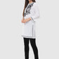 Women Top White Casual Regular Fit 3/4 Sleeve Embroidery Work