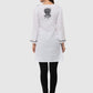 Women Top White Casual Regular Fit 3/4 Sleeve Embroidery Work