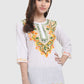 Women Top White Casual Regular Fit 3/4 Sleeve Embroidery Work
