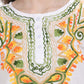 Women Top White Casual Regular Fit 3/4 Sleeve Embroidery Work