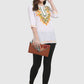 Women Top White Casual Regular Fit 3/4 Sleeve Embroidery Work
