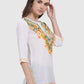 Women Top White Casual Regular Fit 3/4 Sleeve Embroidery Work