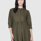 Women Top Mehandi Green Casual Regular Fit and Flare 3/4 Sleeve