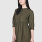 Women Top Mehandi Green Casual Regular Fit and Flare 3/4 Sleeve