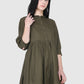 Women Top Mehandi Green Casual Regular Fit and Flare 3/4 Sleeve