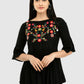 Women Top Black Casual Regular Bell Sleeve