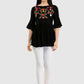 Women Top Black Casual Regular Bell Sleeve