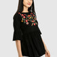 Women Top Black Casual Regular Bell Sleeve
