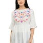 Women Top White Casual Regular Bell Sleeve