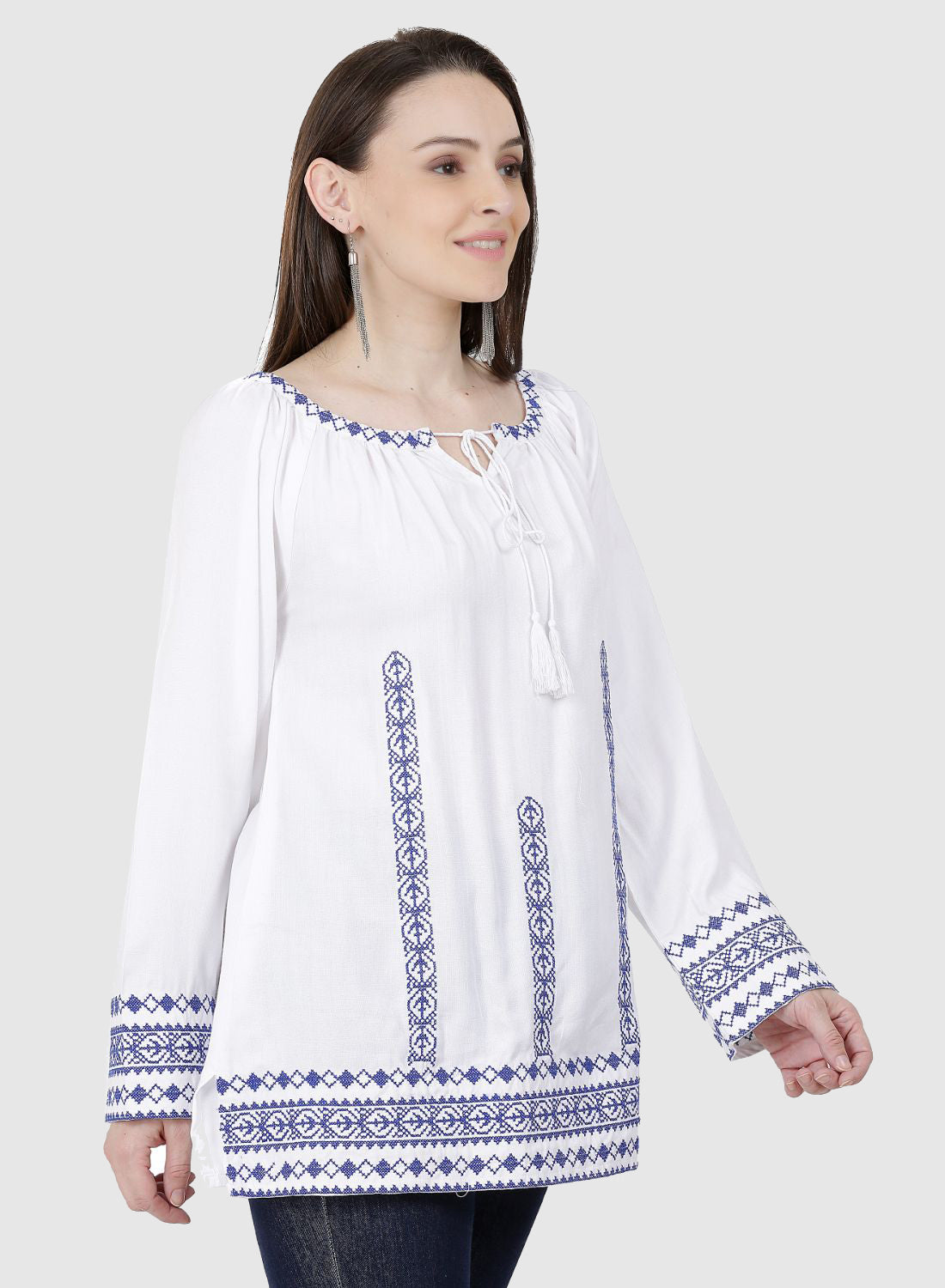 Women Top White Casual Regular Sleeve