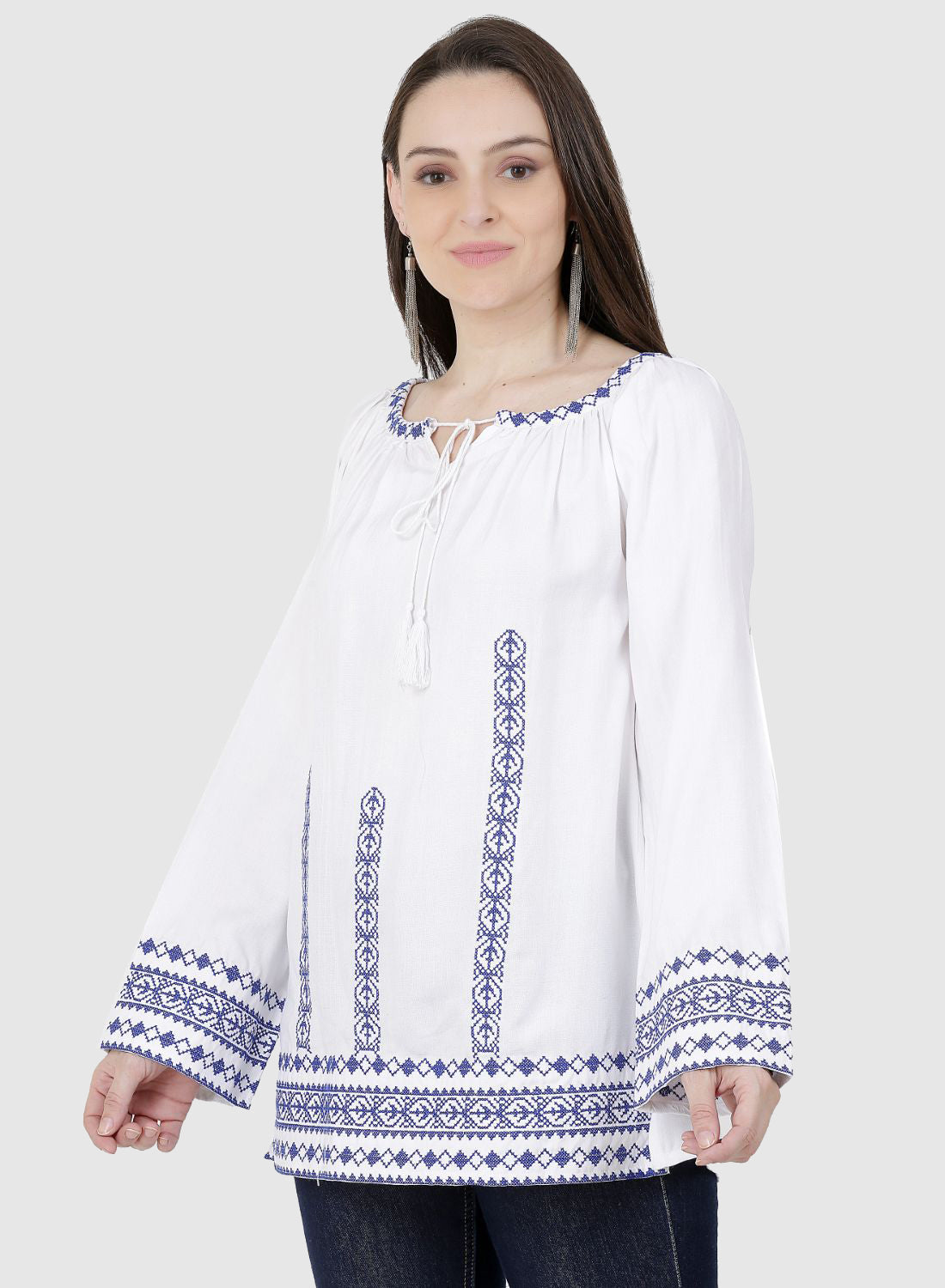 Women Top White Casual Regular Sleeve