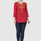 Women Top Maroon Casual Fit and Flare Regular 3/4 Sleeve