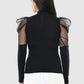 Women Top Black Casual Regular Skin Fit Net Sleeve