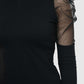 Women Top Black Casual Regular Skin Fit Net Sleeve