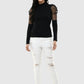 Women Top Black Casual Regular Skin Fit Net Sleeve