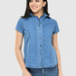 Women Shirt Solid Denim Regular Fit