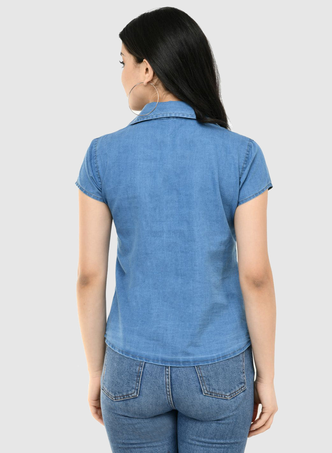 Women Shirt Solid Denim Regular Fit
