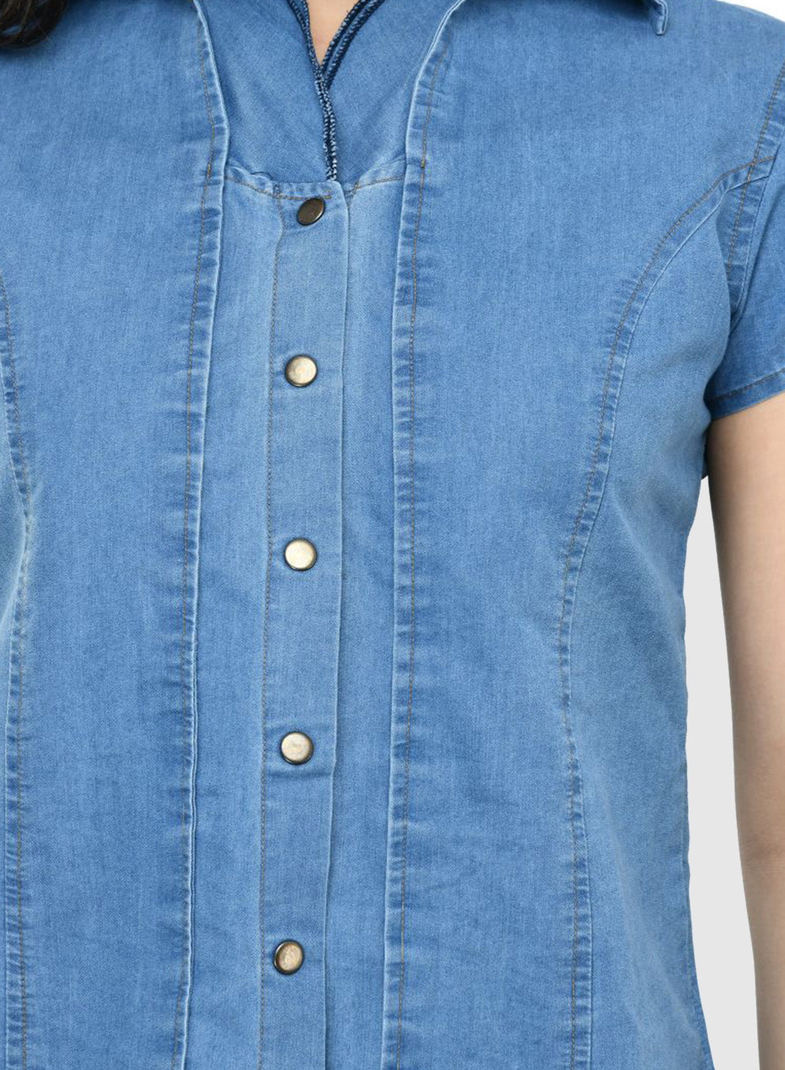 Women Shirt Solid Denim Regular Fit