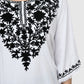 Women Kaftan Top White Casual Regular Fit and Flare Embroidery Work