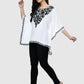 Women Kaftan Top White Casual Regular Fit and Flare Embroidery Work