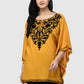 Women Kaftan Top Mustard Casual Regular Fit and Flare Embroidery Work