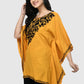 Women Kaftan Top Mustard Casual Regular Fit and Flare Embroidery Work
