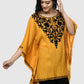 Women Kaftan Top Mustard Casual Regular Fit and Flare Embroidery Work