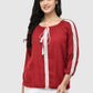 Women Top Maroon Casual Regular Fit 3/4 Sleeve