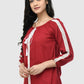 Women Top Maroon Casual Regular Fit 3/4 Sleeve