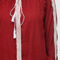 Women Top Maroon Casual Regular Fit 3/4 Sleeve