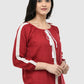 Women Top Maroon Casual Regular Fit 3/4 Sleeve