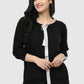 Women Top Black Casual Regular Fit 3/4 Sleeve