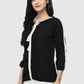 Women Top Black Casual Regular Fit 3/4 Sleeve
