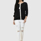 Women Top Black Casual Regular Fit 3/4 Sleeve