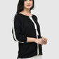 Women Top Black Casual Regular Fit 3/4 Sleeve