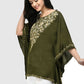 Women Kaftan Top Mehandi Green Casual Regular Fit and Flare Embroidery Work