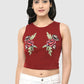Women Crop Top Maroon Cotton Hosiery